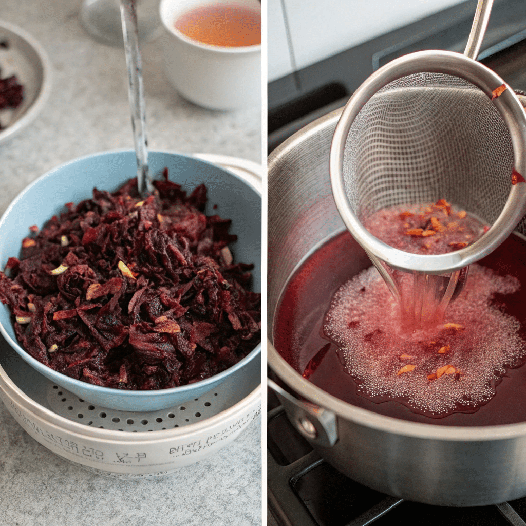 Hibiscus Syrup: 5-Min Recipe for Incredible Flavor Boost 11 Rinsing and steeping dried hibiscus petals.