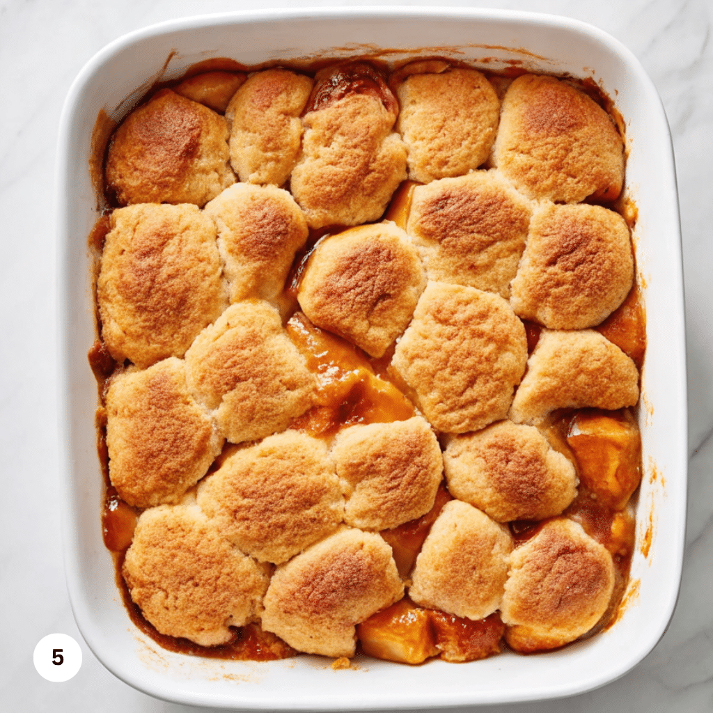 fresh southern peach cobbler with golden topping