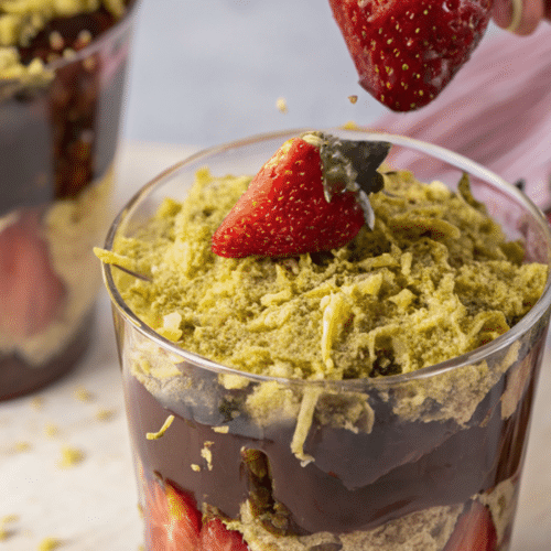 Dubai Chocolate Strawberries: The Viral Dessert You Need to Try Today 8 Dubai chocolate strawberries dessert in layered cup