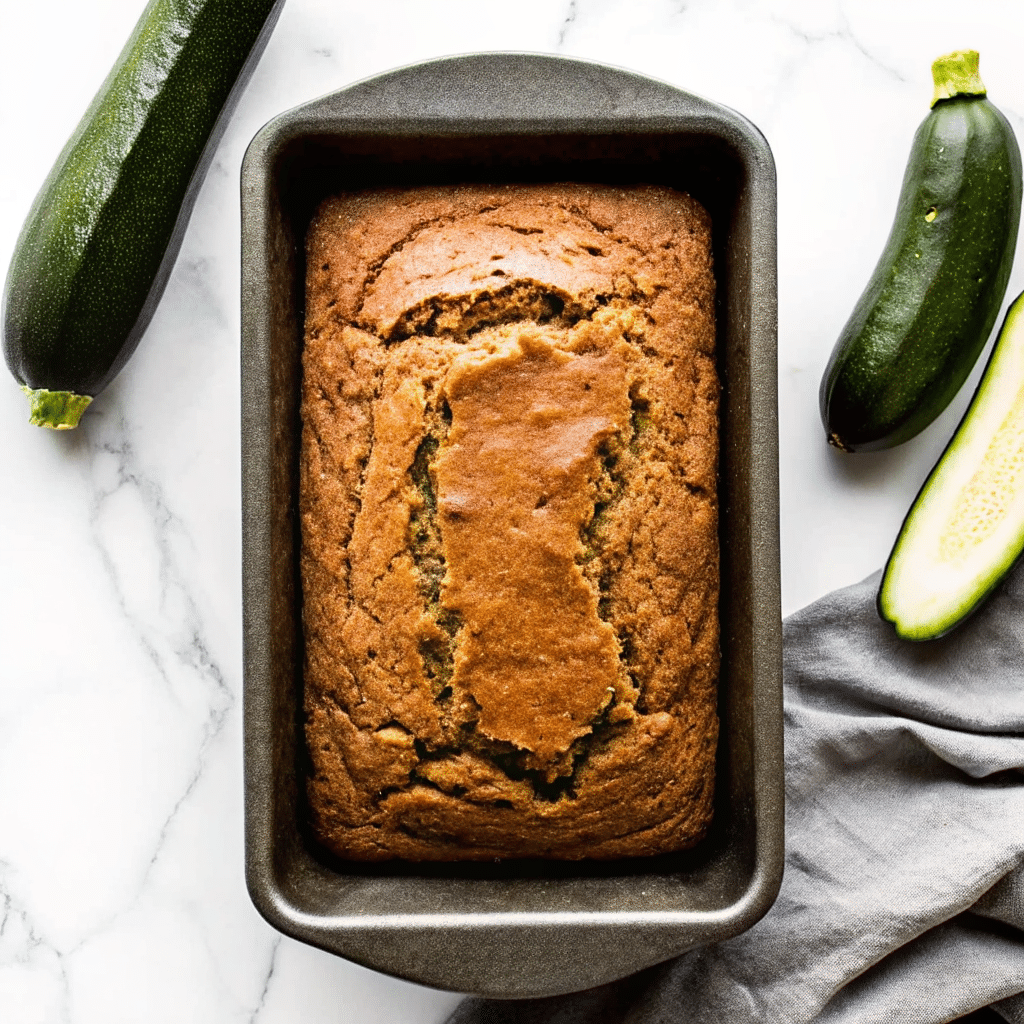 Ingredients for zucchini bread laid out on counter