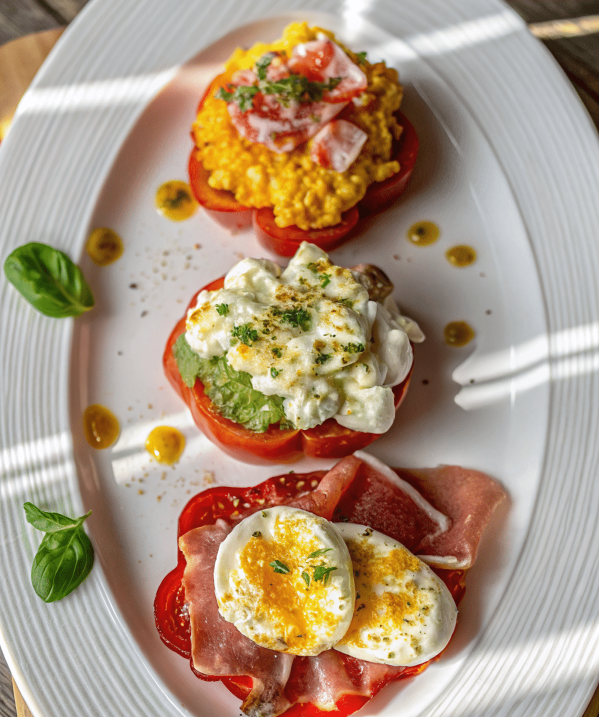 tomato-flight-flavor-variations Three heirloom tomato flight flavor combinations