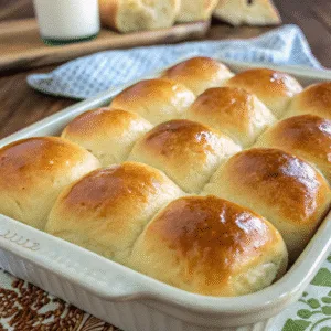 Homemade yeast rolls recipe with golden buttery crust