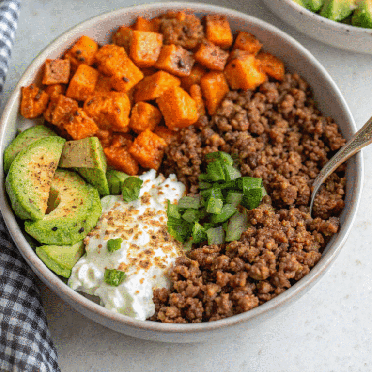TikTok Hot Honey Ground Beef Bowls – The Perfect Sweet & Spicy Weeknight Dinner 8 Hot Honey Ground Beef Bowl with Sweet Potatoes and Avocado