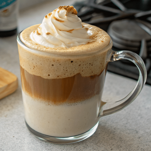 What is Cloud Coffee? 6 Cloud Coffee layered in clear glass with coconut water and espresso
