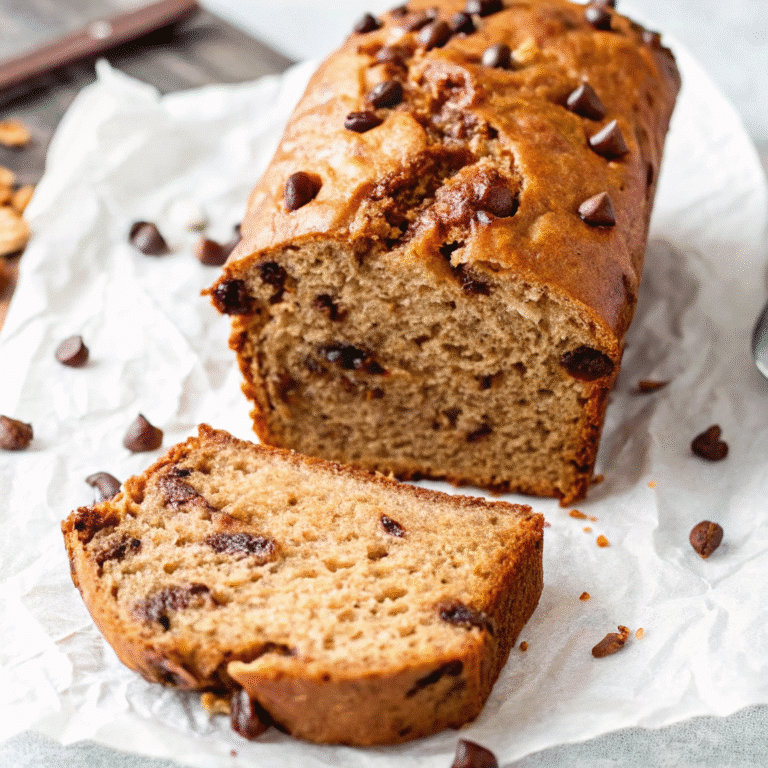Cottage Cheese Banana Bread: The Best Moist & Healthy Recipe Ever 7 Freshly baked cottage cheese banana bread slice on wooden board