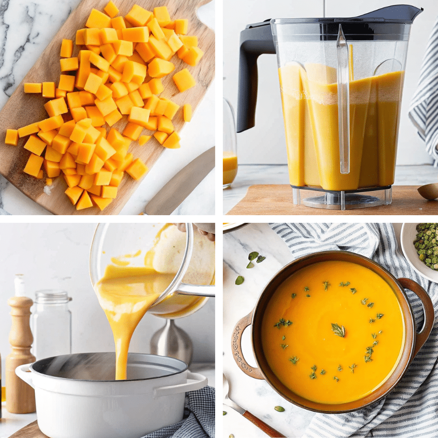 butternut squash soup with toppings