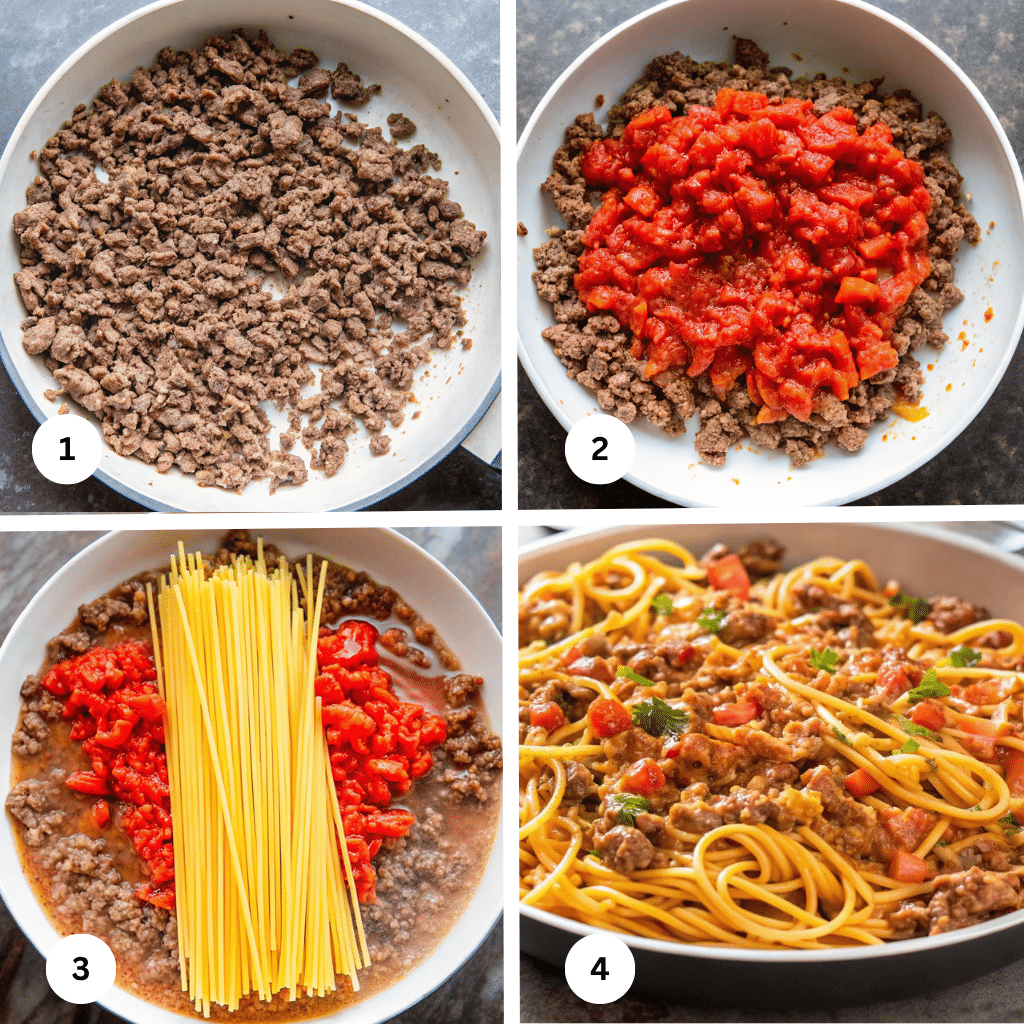taco spaghetti ingredients flat lay