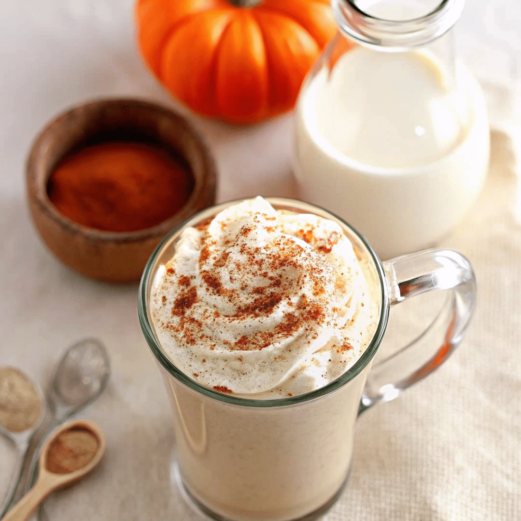  Pumpkin spice creamer over pancakes with cinnamon