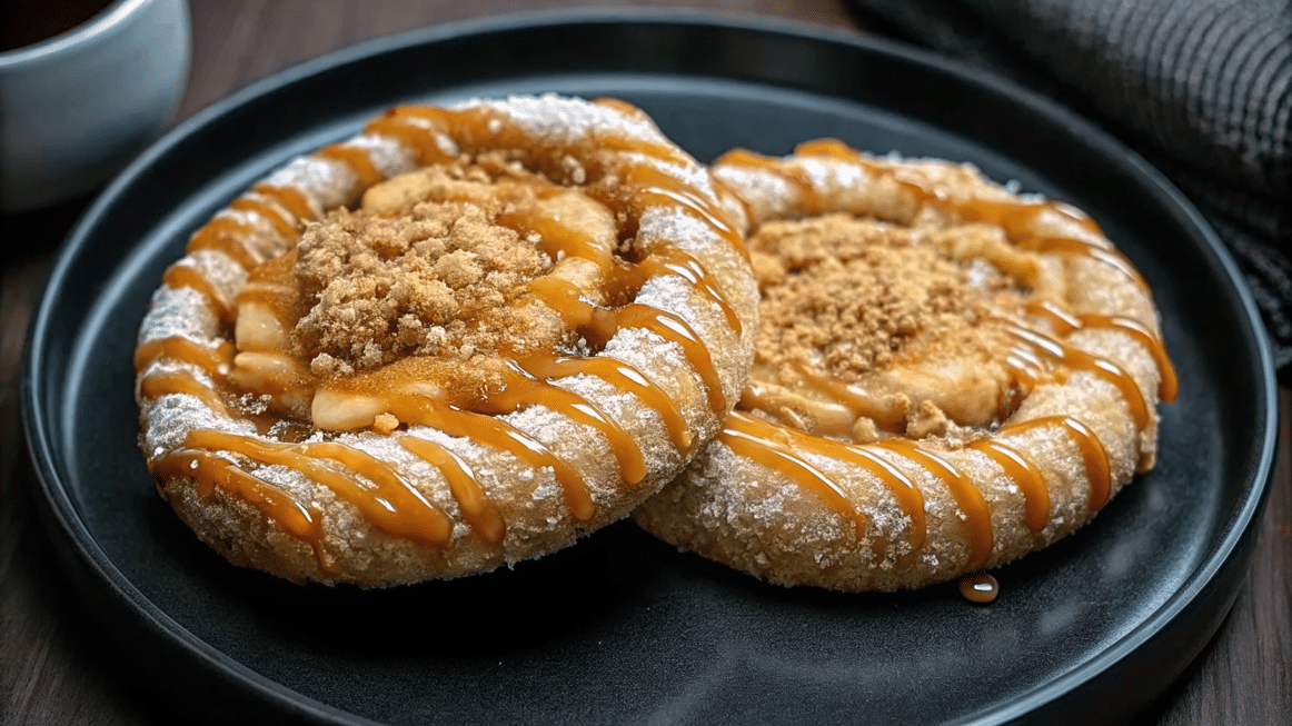apple pie crumble cookies with caramel drizzle apple pie crumble cookies with caramel drizzle