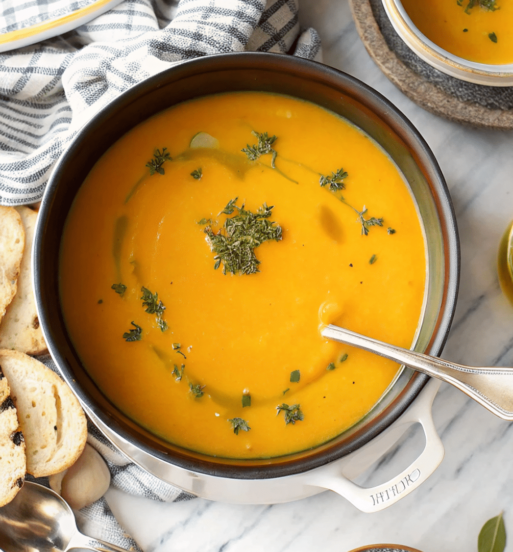 butternut squash soup with pepitas and parsley
