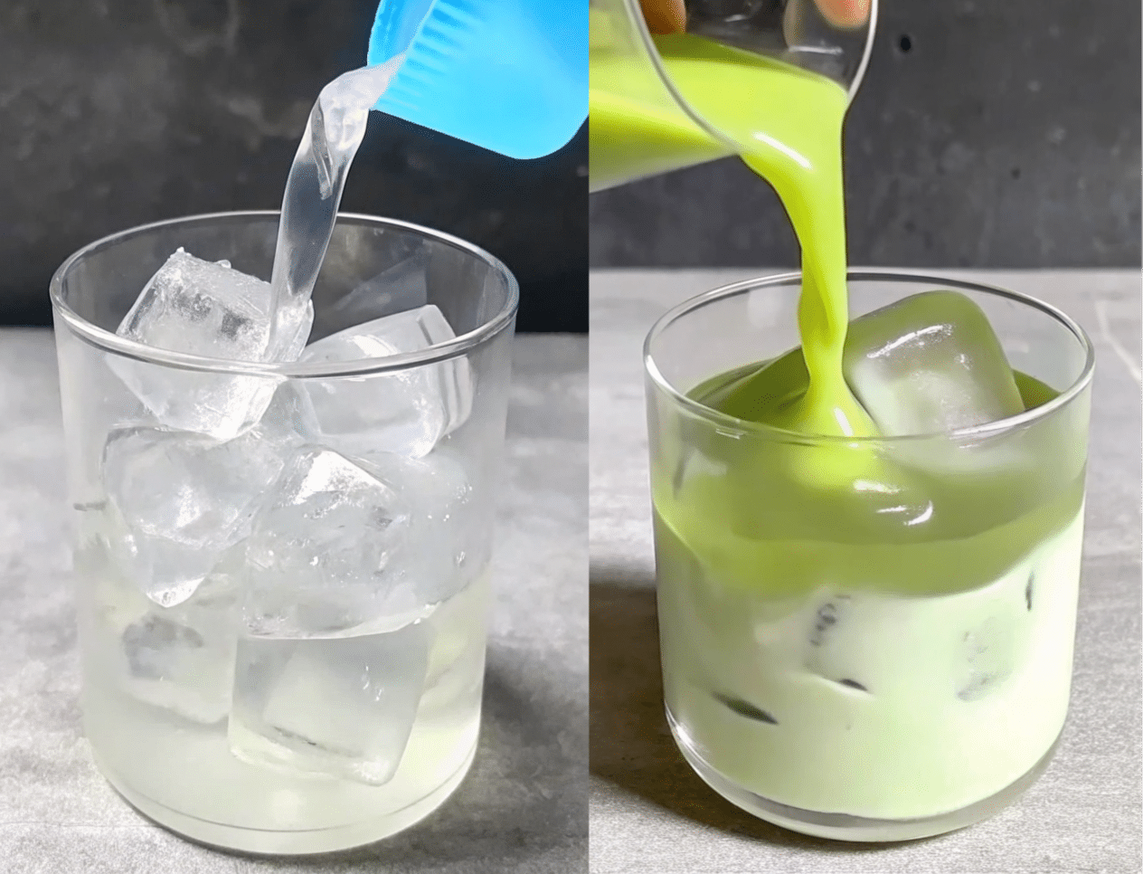 Frothing ceremonial matcha and cream with electric whisk