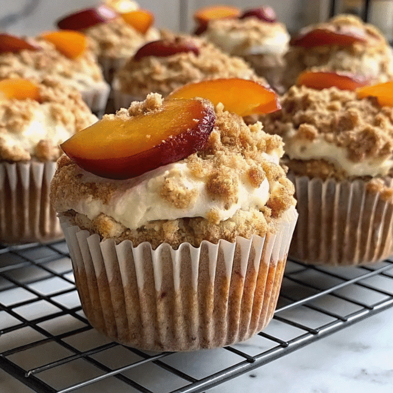 Peaches and Cream Muffins with Whipped Cream and Fresh Peach Slices