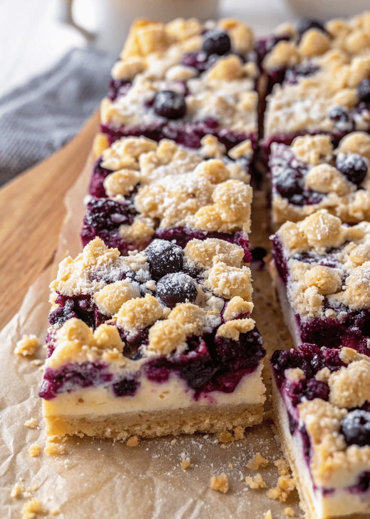 Variations of gluten free cheesecake bars with fruit toppings