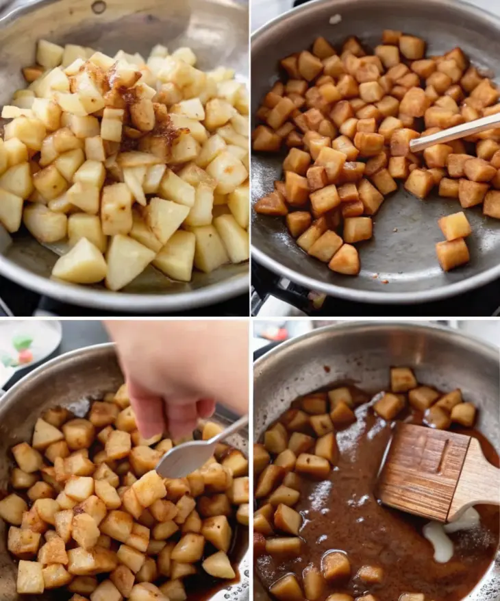 step-by-step apple cooking process