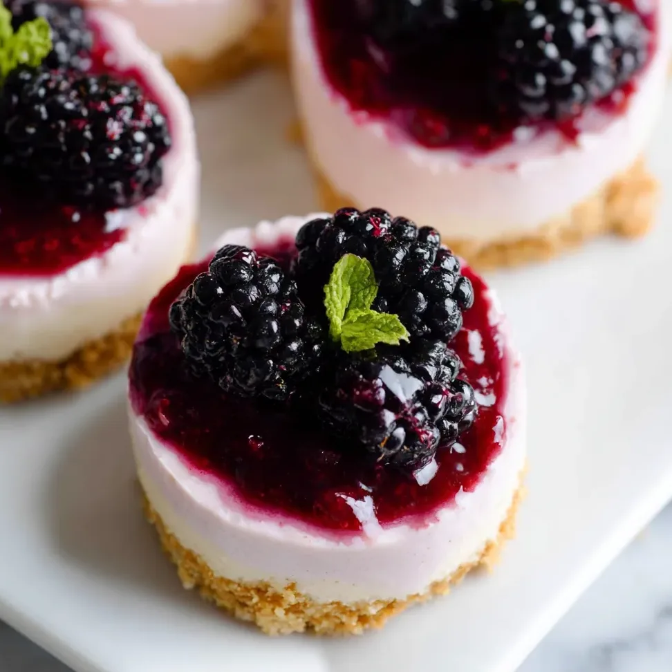 No-Bake Blackberry Mini Cheesecakes 3 No Bake Mini Blackberry Cheesecakes